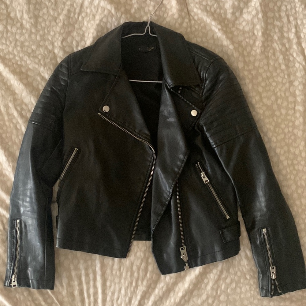TOPSHOP faux leather moto jacket
